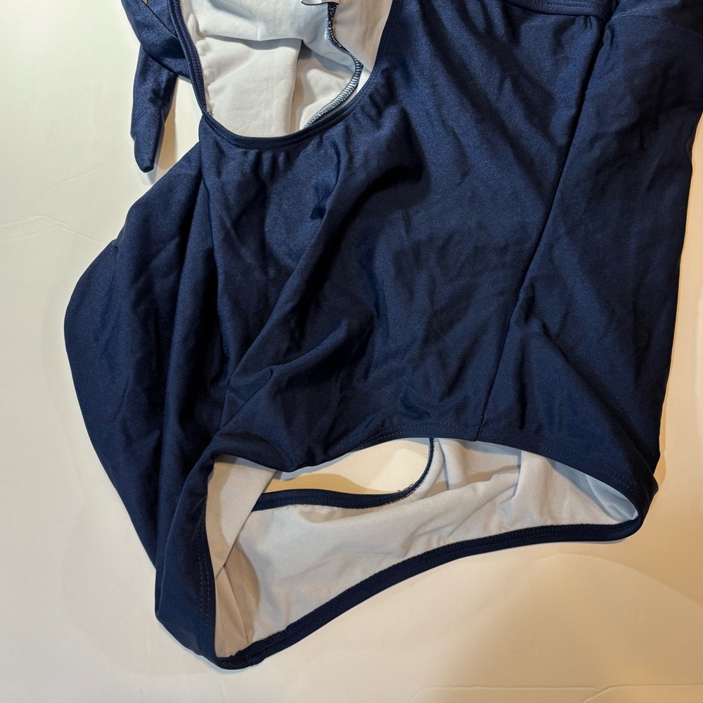 InGear Your Best Look navy lace up bathing suit one piece swim size 16 NWT - Picture 6 of 13